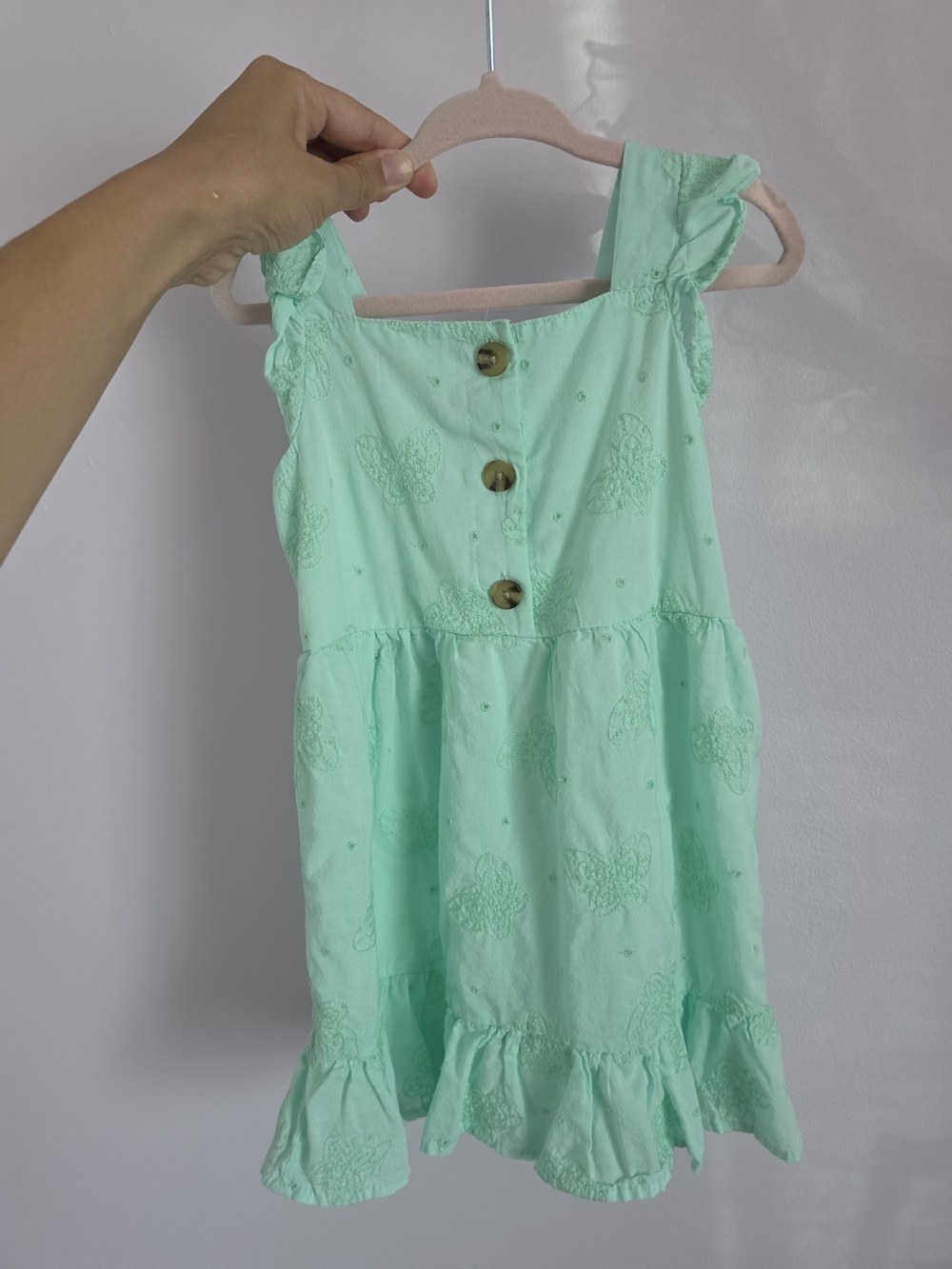 Mint Green Ruffle Sundress with Front Buttons